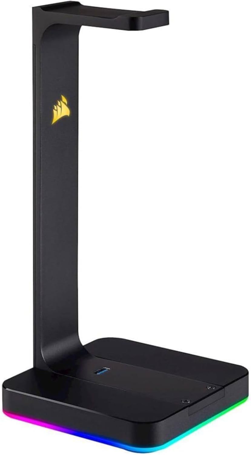 Corsair VOID ELITE RGB Wireless Gaming Headset with ST100 RGB Premium Headset Stand - White & Black (Durable Aluminum Construction, Dynamic 9-Zone RGB Lighting, 3.5mm Input) - Perfect for PC, PS5, Xbox Gaming & Streaming