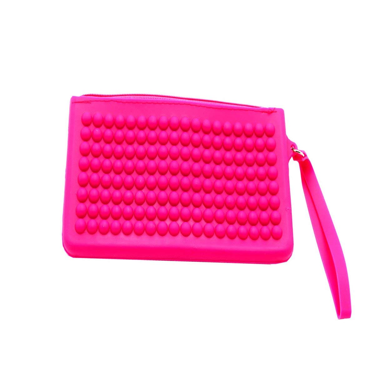 Stylish Pink Silicone Cosmetic Bag for Women - Waterproof Makeup Organizer with Zipper Closure | Travel, Gym & Daily Essentials Storage