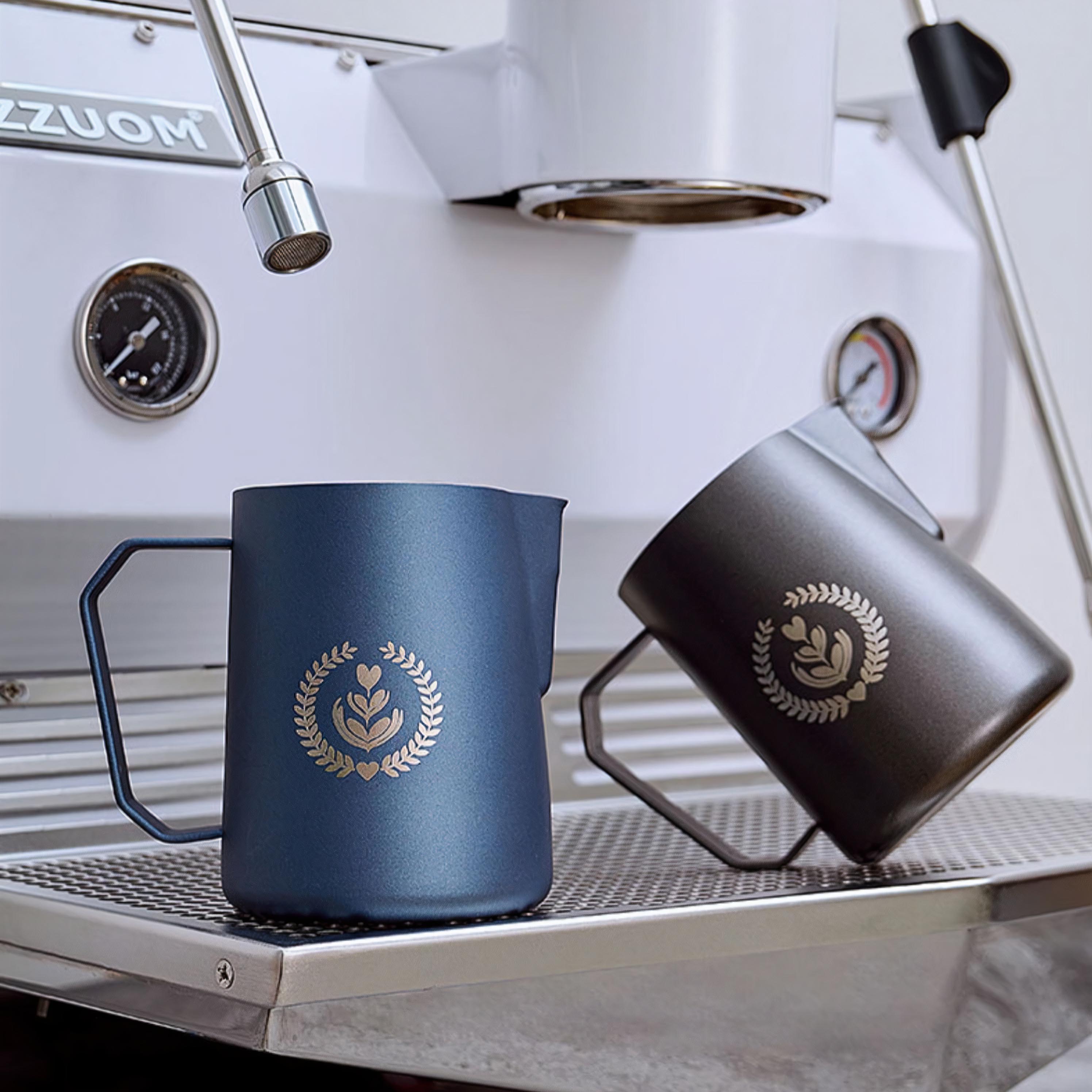 Premium Stainless Steel Latte Art Milk Pitcher - 12oz Barista Coffee Frothing Jug for Perfect Foam & Espresso Drinks - Ideal for Home & Cafe Use