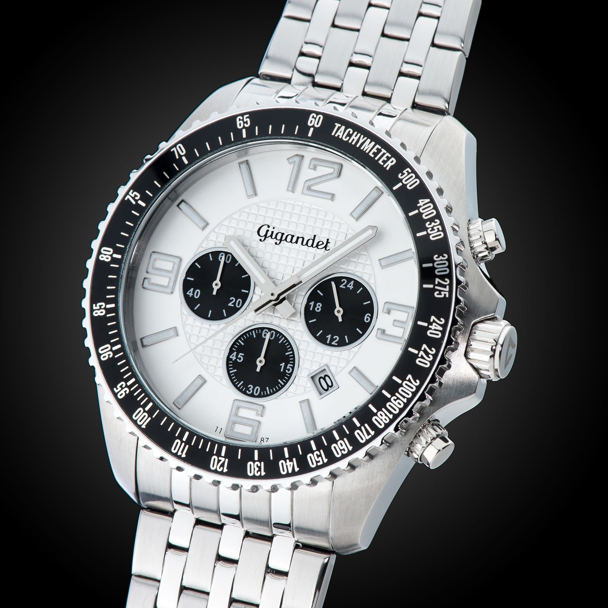 Gigandet Fast Track Men's Chronograph Analog Quartz Watch - Silver & Black (Model G12-004) | Stylish Dress Watch for Business, Formal Events & Everyday Wear