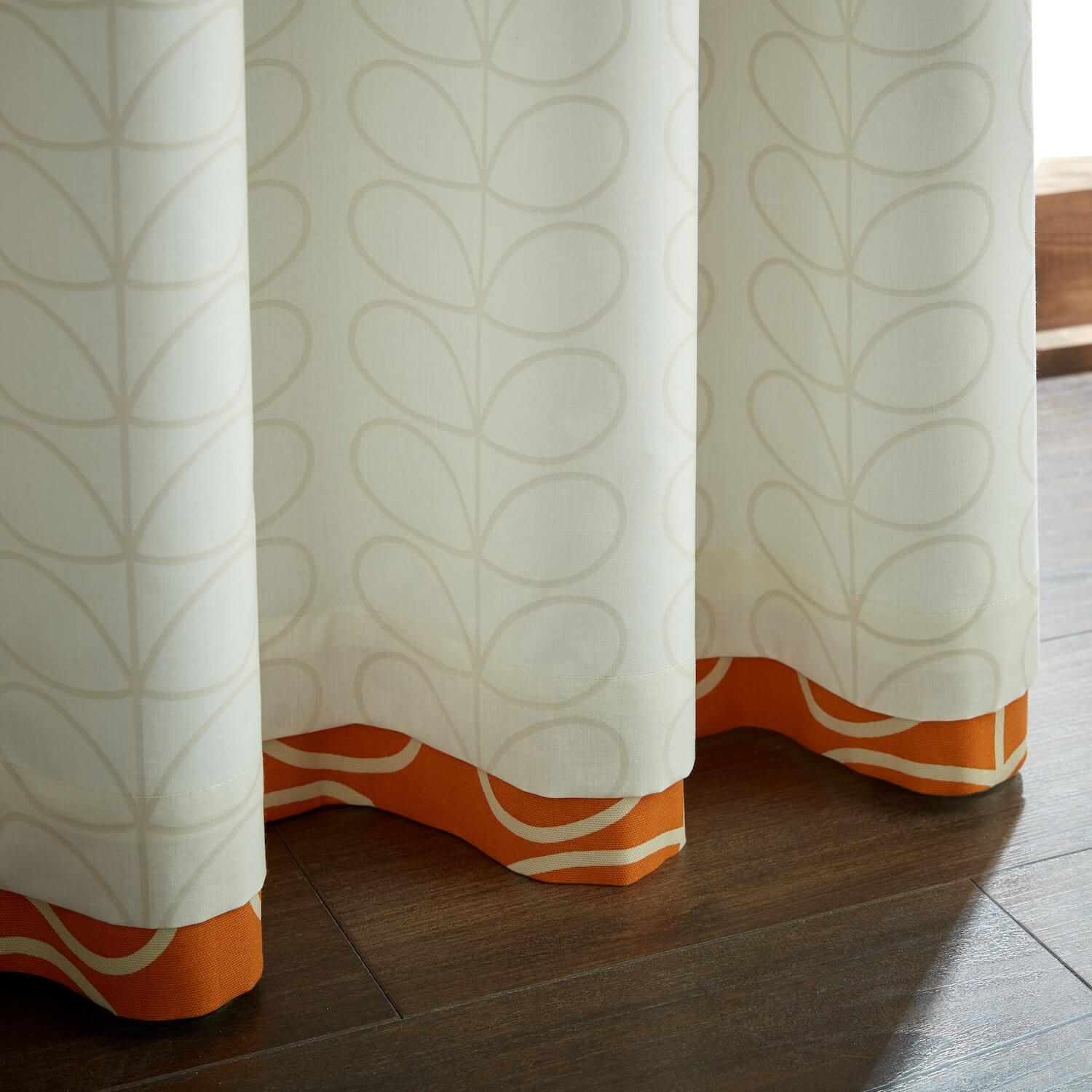 Linear Stem Lined Eyelet Curtains in Burnt Orange - Thermal Insulated Blackout Drapes for Living Room & Bedroom