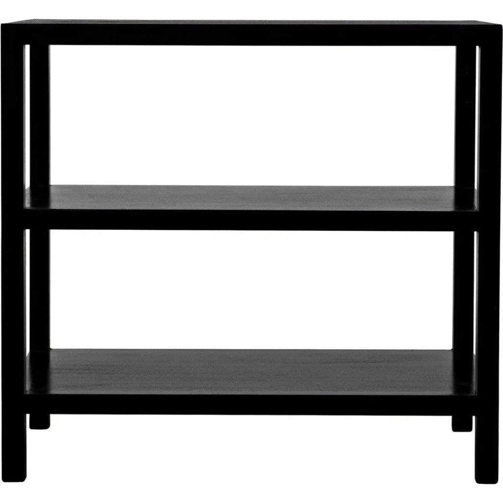 2-Tier Wooden Side Table - Black Rectangular End Table for Living Room, Bedroom & Office - Perfect for Holding Lamps, Books & Decor