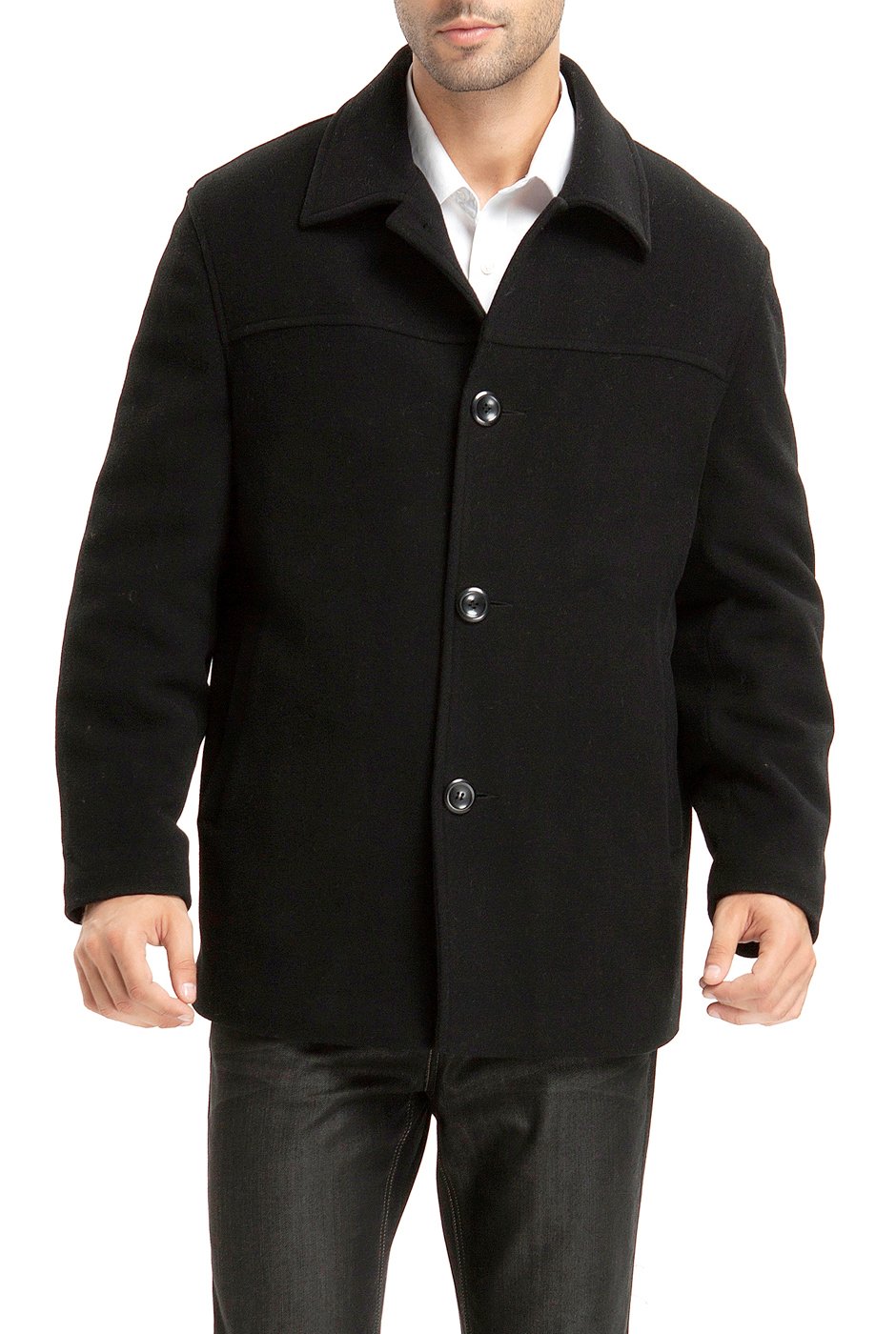 BGSD Men's Matthew Wool Blend Single Breasted Walking Car Coat - Classic Winter Overcoat for Business & Casual Wear (Available in Big & Tall Sizes) - Perfect for Office Commute, Travel & Outdoor Activities