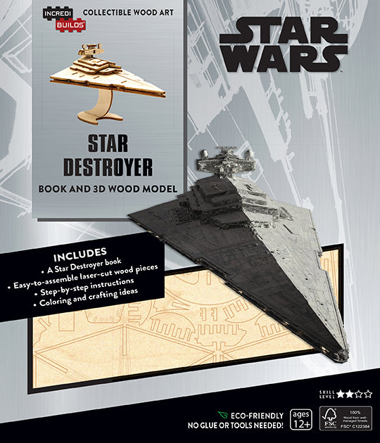 IncrediBuilds Star Wars Star Destroyer 3D Wood Model Kit with Book – DIY Building Set for Fans, Collectors & Home Decor | Perfect for Gifts, Display & Star Wars Enthusiasts