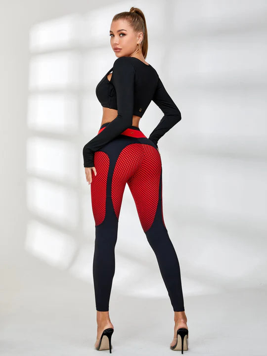 ZASUWA Women's High Waisted Pop Style Contrast Color Leggings - Yoga, Workout, Running & Casual Wear