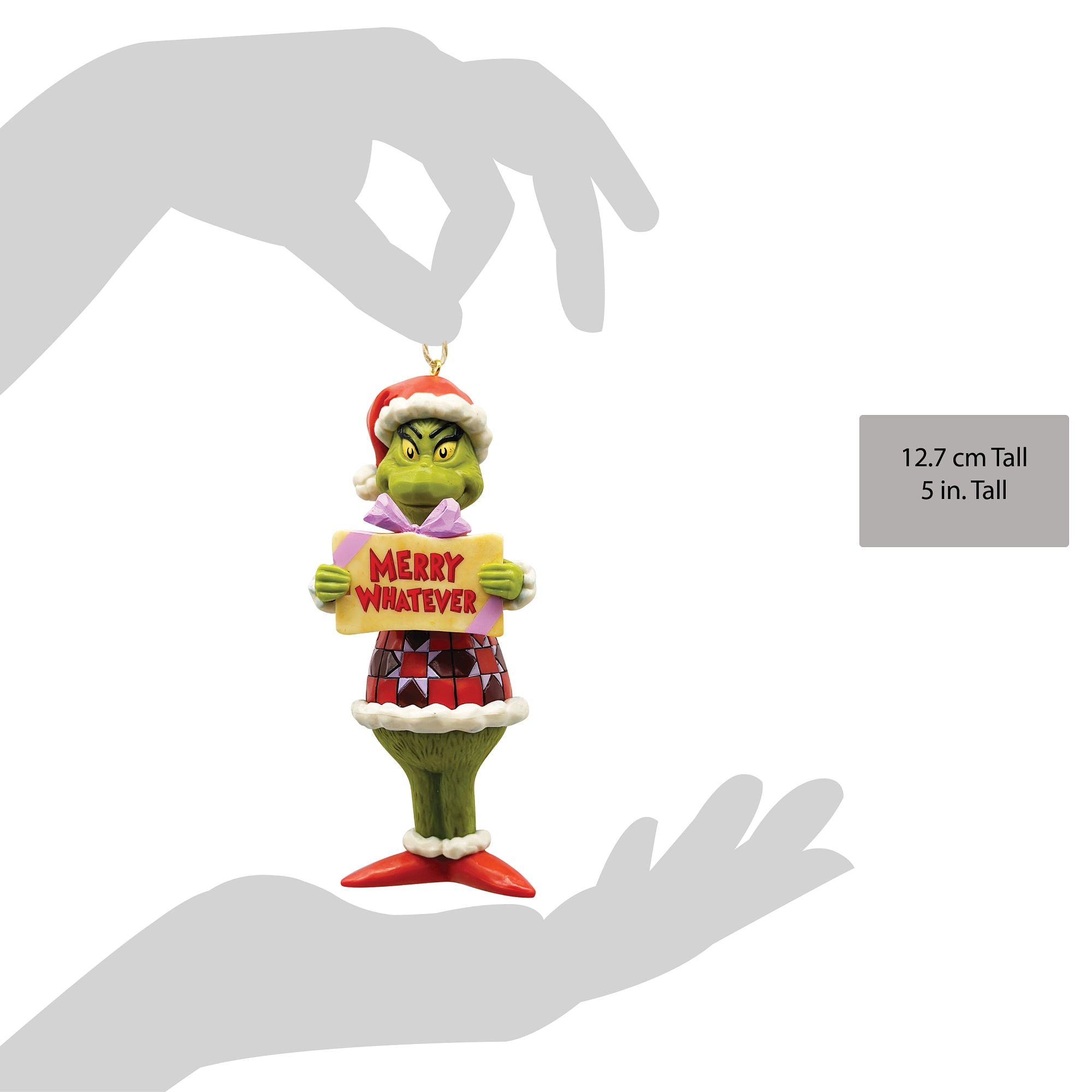 Merry Whatever Grinch PVC Christmas Ornament - Festive Holiday Decor for Tree, Home & Office