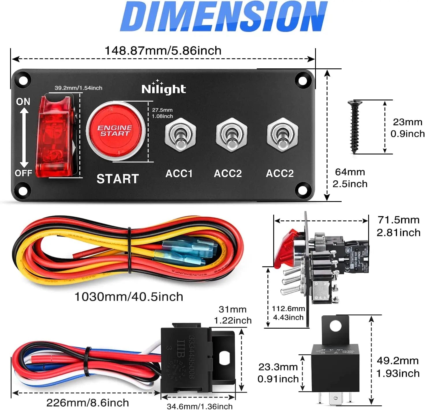 5 in 1 Racing Car Ignition Rocker Switch Panel - Waterproof 12V/24V Dashboard Control Panel for Off-Road Vehicles, Boats, ATVs - Perfect for Car Modifications & Marine Applications