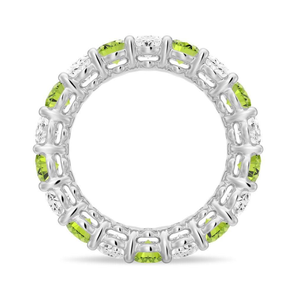 6.6 CT Lab-Created White Sapphire & Green Peridot Gemstone Ring - Elegant Wedding Band, Anniversary Gift for Her, Perfect for Engagement & Special Occasions