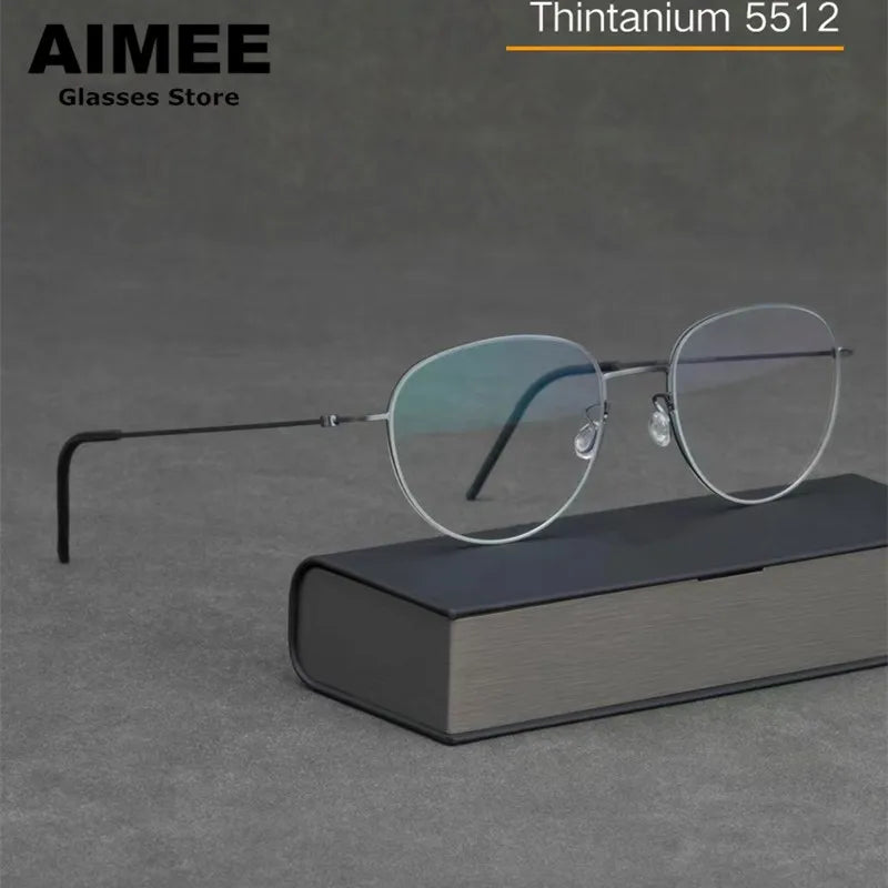 Stylish Aimee Unisex Full Rim Oval Screwless Titanium Eyeglasses Frame 5512 - Lightweight & Durable for Work, Reading & Everyday Wear