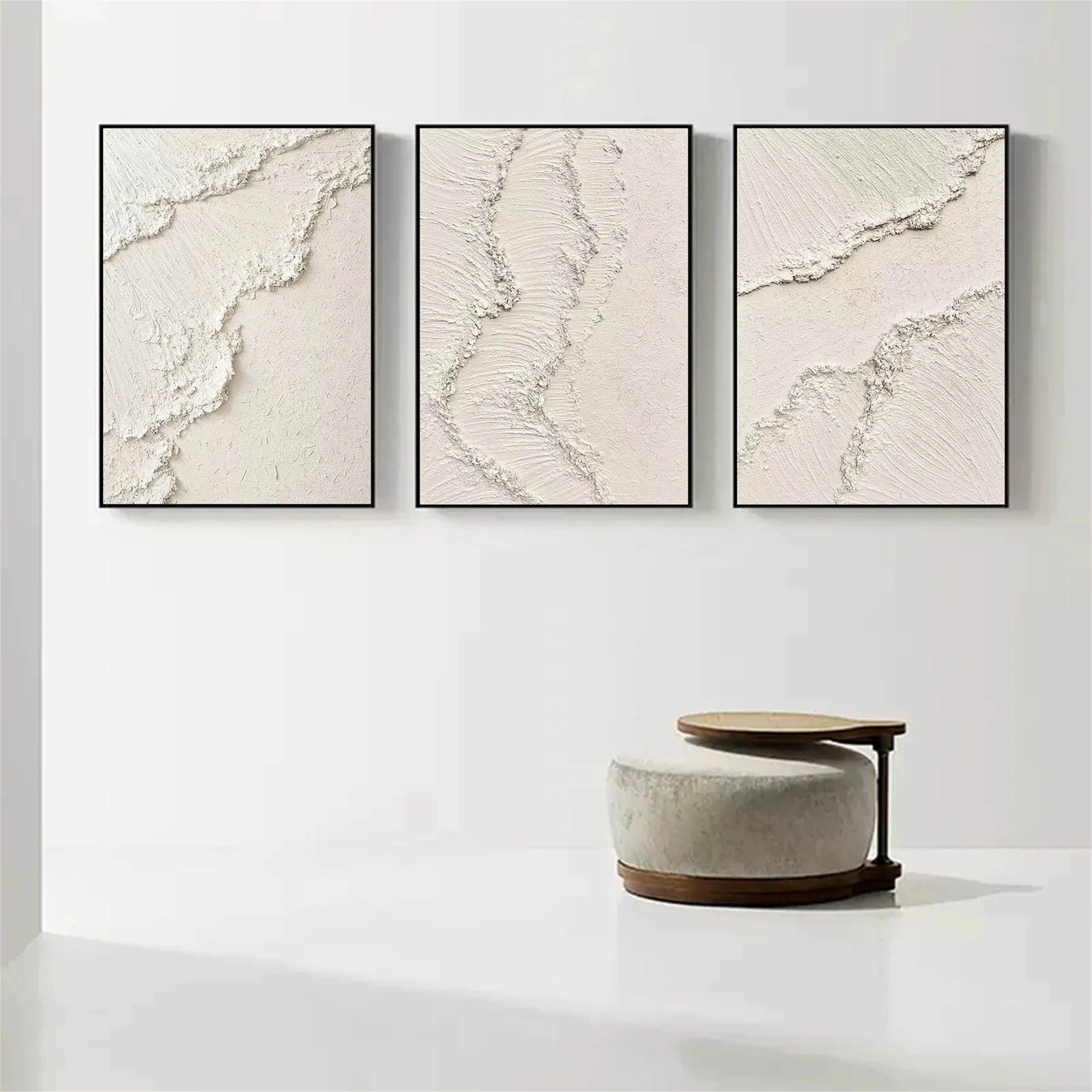 Abstract Beige & Brown Wall Art Set of 3 - Modern Canvas Paintings for Living Room, Bedroom & Office Decor #BB097
