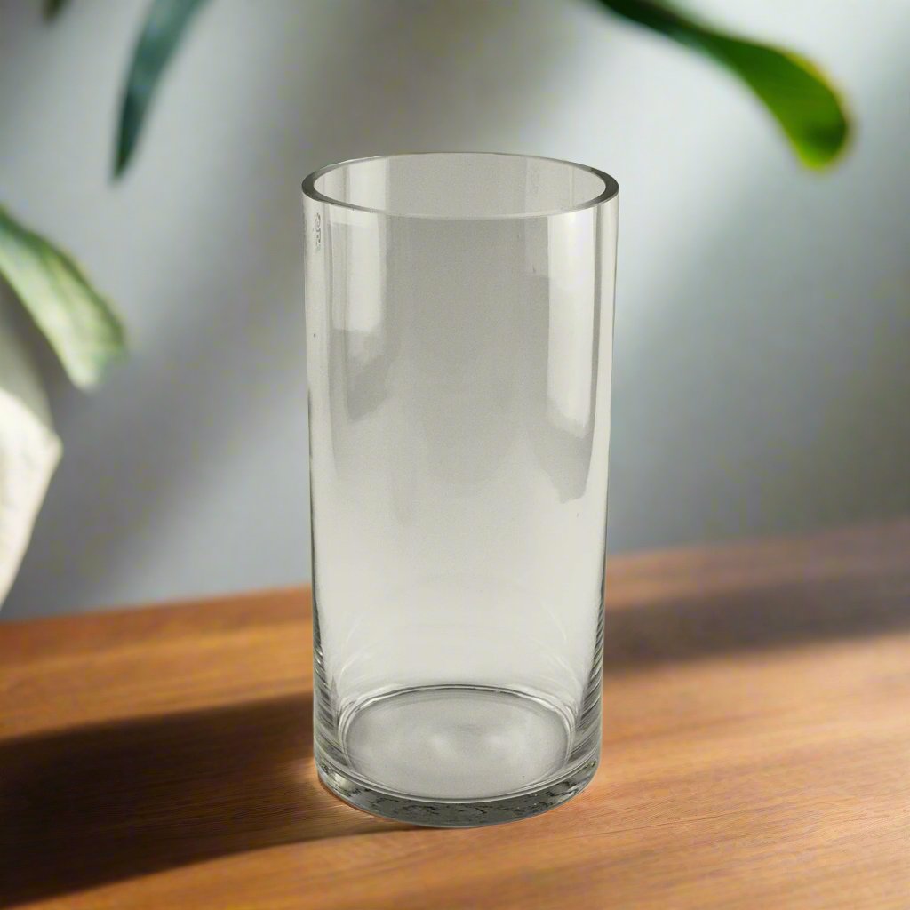 12x6 Inch Clear Glass Vase for Flowers - Modern Cylinder Centerpiece for Home Decor, Weddings & Events