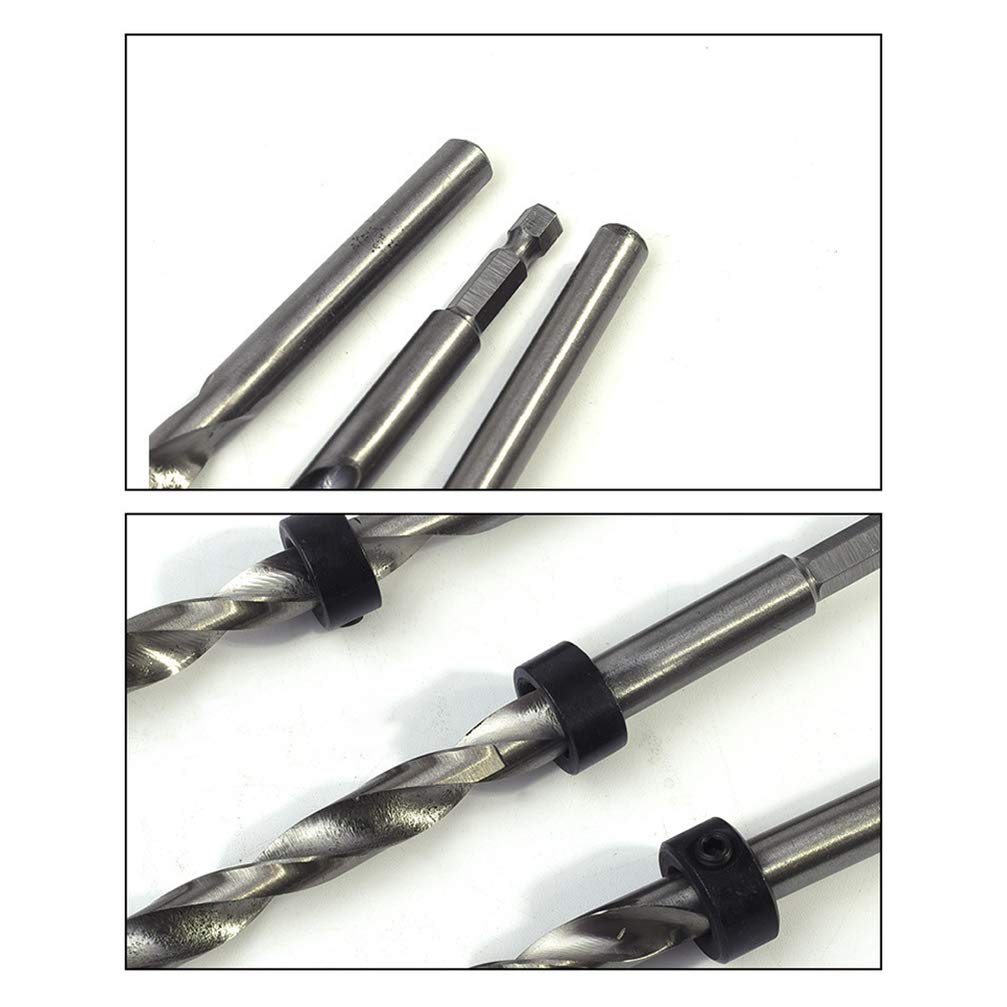 2PCS Countersunk Head Drill Bit Set - Hex Shank Wood Hole Reamer & Countersink Drill Bits for Woodworking, Cabinetry & DIY Projects