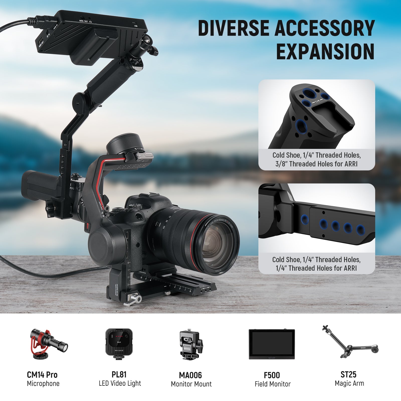 NEEWER ST49+GA019 Adjustable Sling Handle Grip for Canon RS4 RS3 RS2 - Perfect for Vlogging, Filmmaking & Photography Accessories