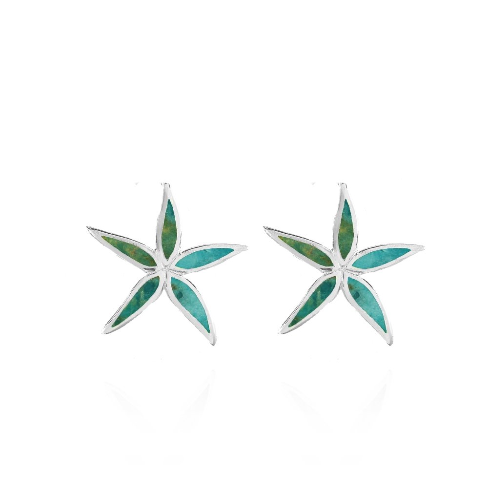 Sterling Silver Abalone or Simulated Turquoise Flower Stud Earrings for Women | Dainty Boho Jewelry Gift | Perfect for Weddings, Parties & Everyday Wear