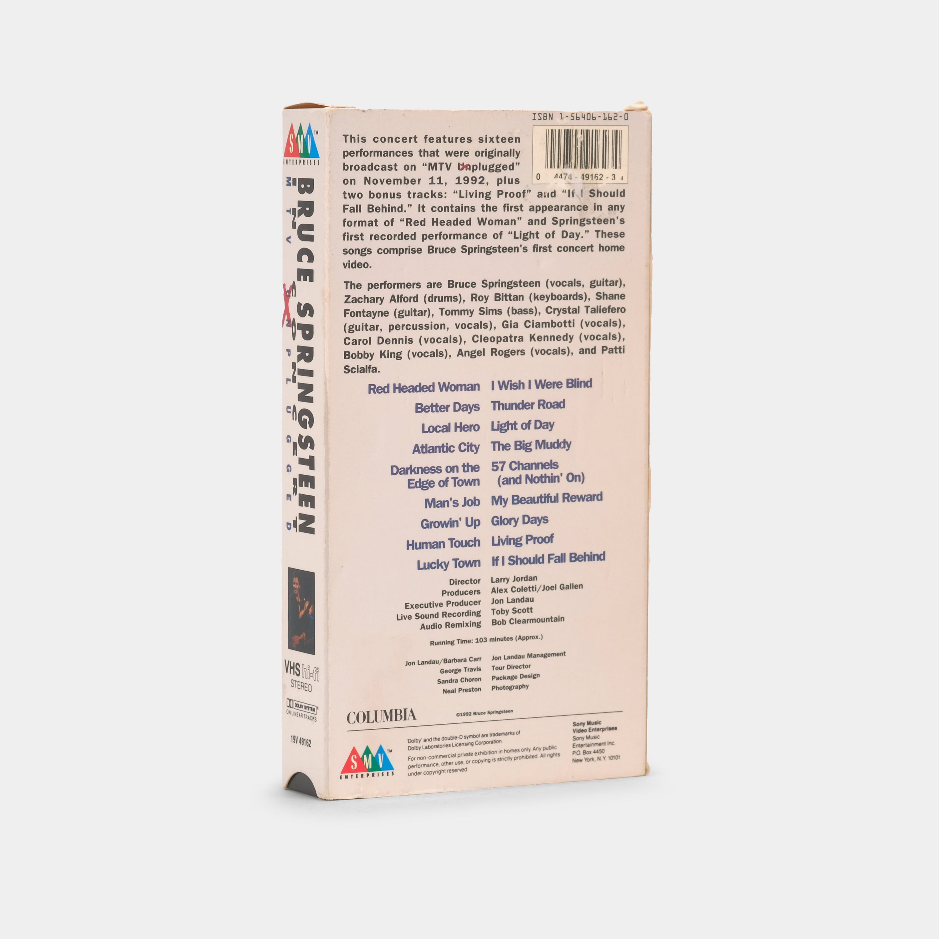 Bruce Springsteen: In Concert & MTV Unplugged VHS Tape - Classic Live Performances for Music Collectors & 90s Nostalgia Fans
