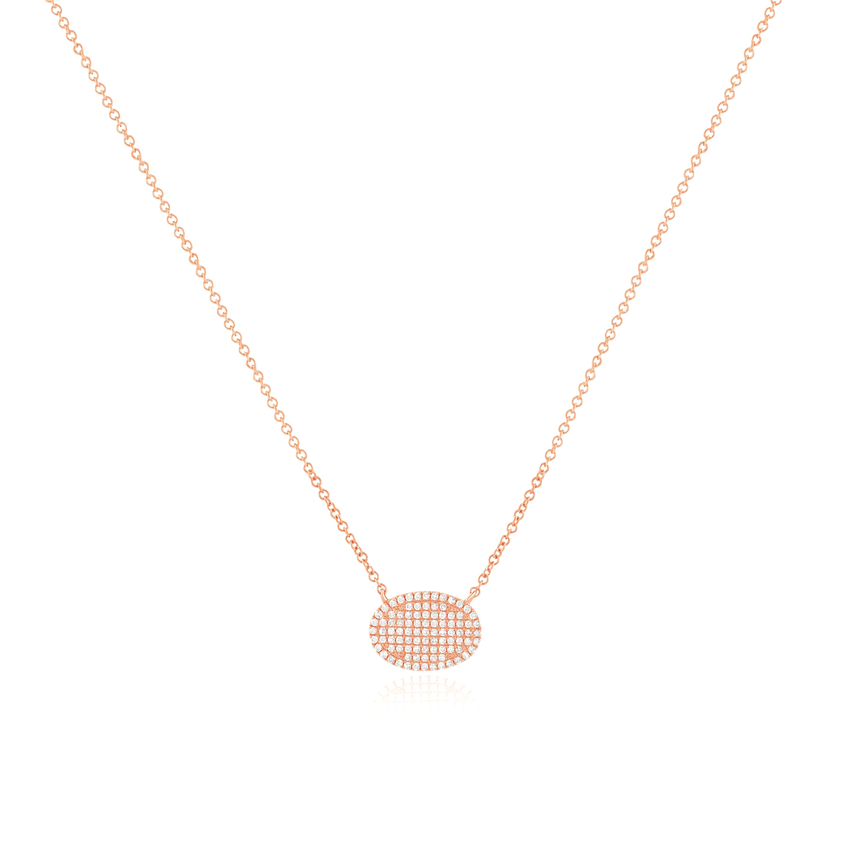 Exquisite 14k Rose Gold Oval Diamond Pavé Station Necklace | Elegant Layered Jewelry for Weddings, Anniversaries & Special Occasions