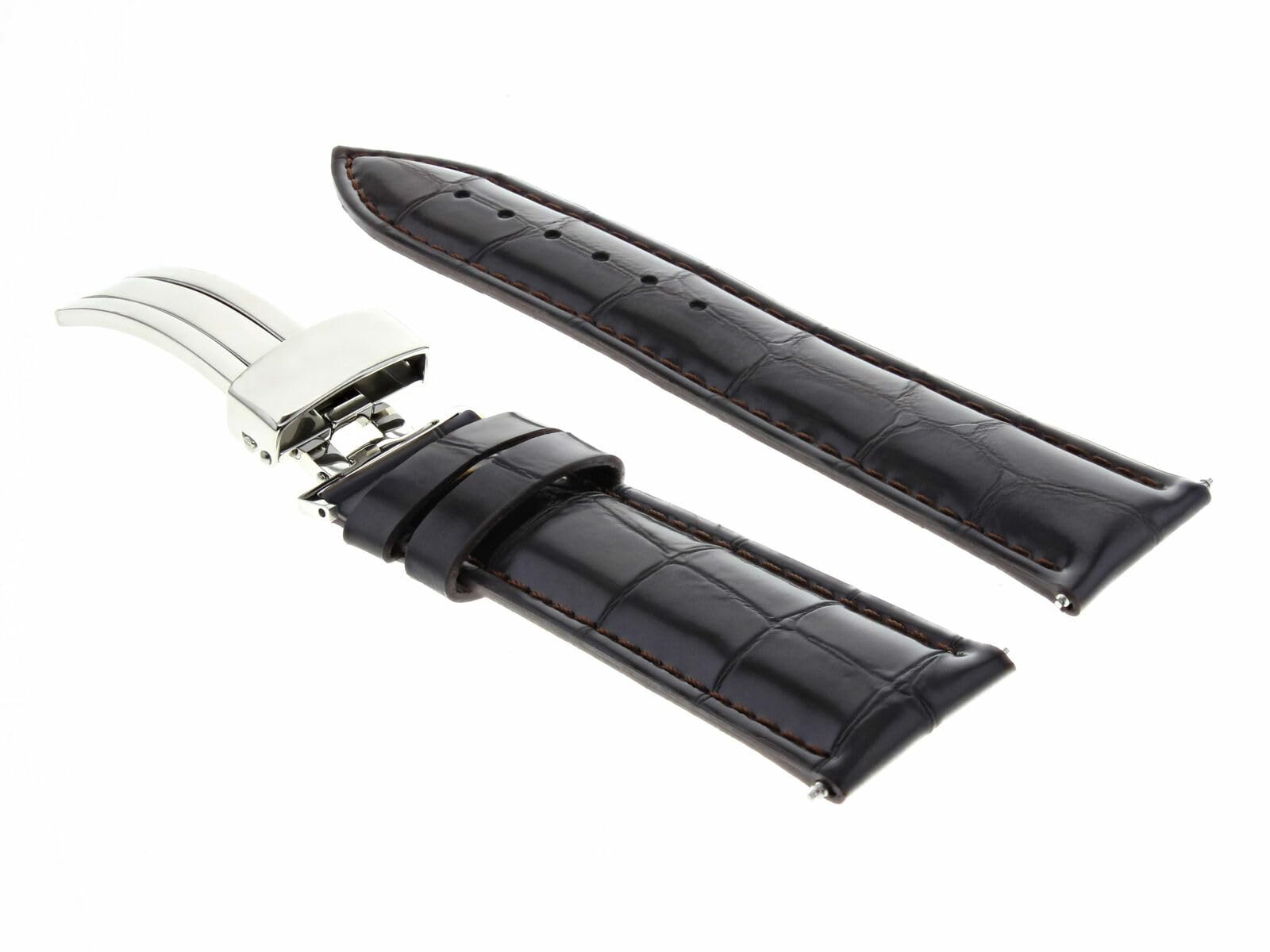 19mm Genuine Leather Watch Band Strap - Compatible with Montblanc Watches - Dark Brown Replacement Strap with Deployment Clasp | Luxury Watch Accessories for Men & Women | Business, Formal & Casual Wear