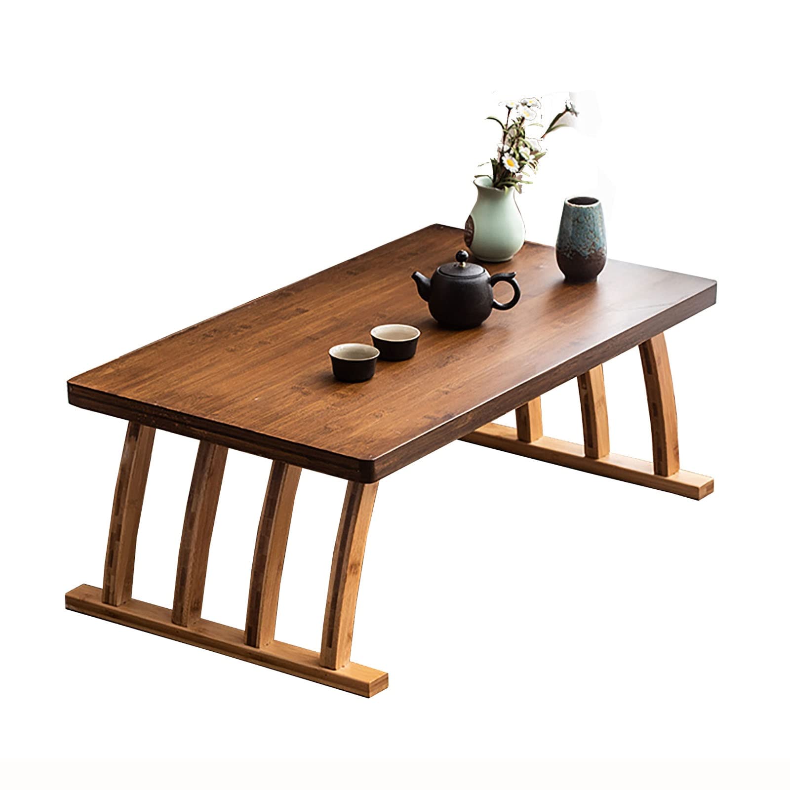 Japanese Style Low Bamboo Coffee Table - ZSH Tami Table for Living Room, Balcony, Small Dining, Floor or Study Desk - 60x40x30cm (H30cm) - Perfect for Zen Decor, Tea Ceremonies & Small Space Living