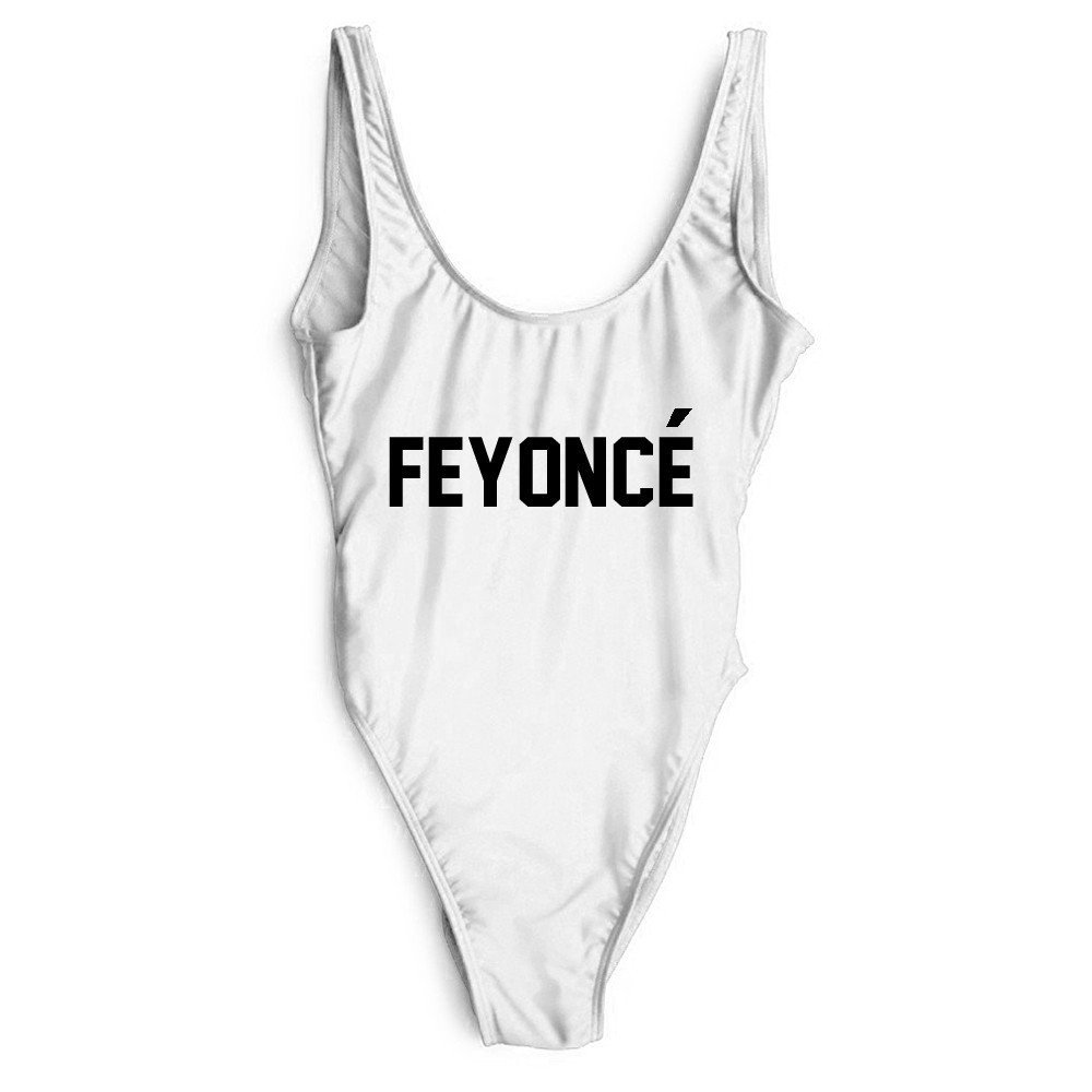 Feynoce Women's One Piece Swimsuits - Sexy Backless Bathing Suit with Stylish Letter Print for Beach, Pool & Vacation