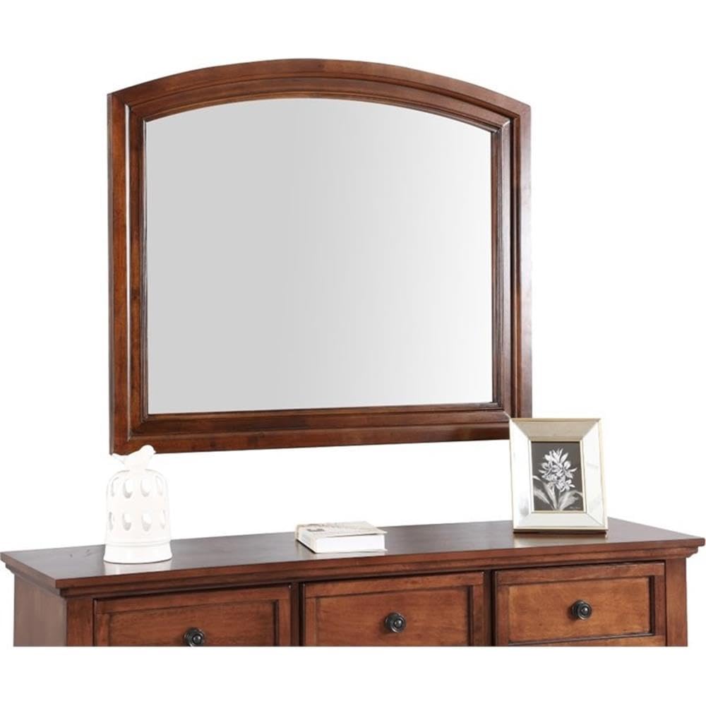 Glory Furniture G8900 Meade Wood Frame Mirror in Cherry - Elegant Wall Mirror for Bedroom, Living Room & Entryway Decor