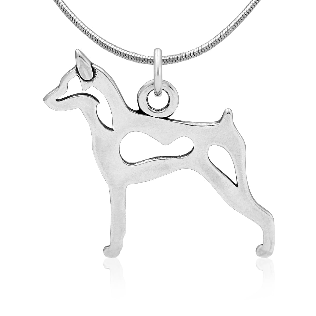 Sterling Silver Miniature Pinscher Dog Pendant Necklace - Dainty Pet Lover Jewelry Gift for Women - Perfect for Casual Wear, Special Occasions & Dog Memorials