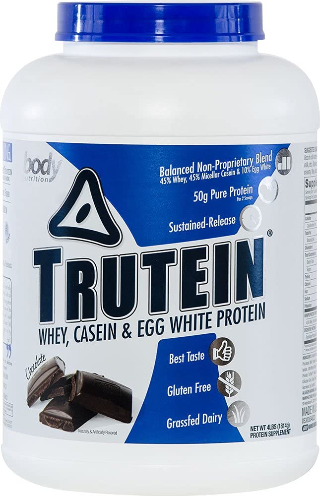 Trutein Protein Powder - 25g Protein per Serving, Chocolate Flavor, 4lbs | Meal Replacement & Workout Recovery Shake for Breakfast, Pre & Post Workout | High-Quality Body Nutrition Supplement for Athletes & Fitness Enthusiasts
