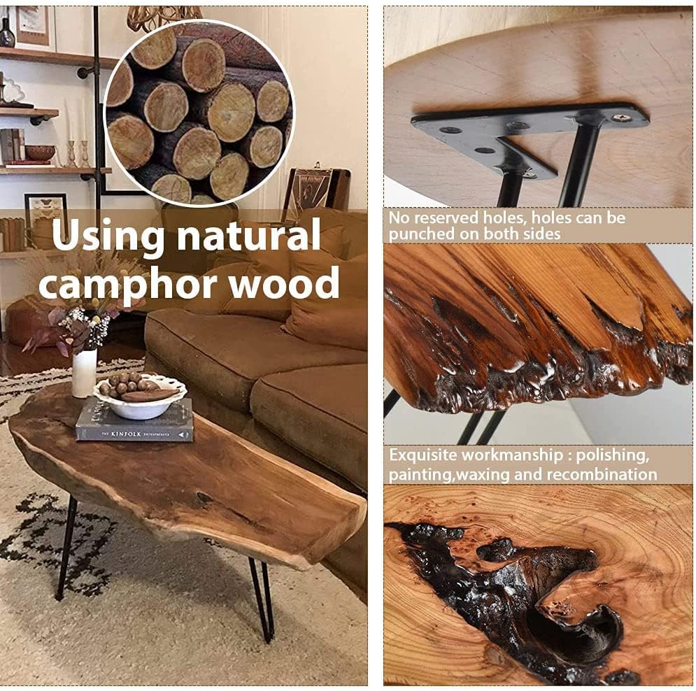Live Edge Coffee Table - Solid Wood Organic Design for Living Room & Home Office | Easy Assembly Modern Centerpiece | Perfect for Farmhouse Decor & Cozy Spaces