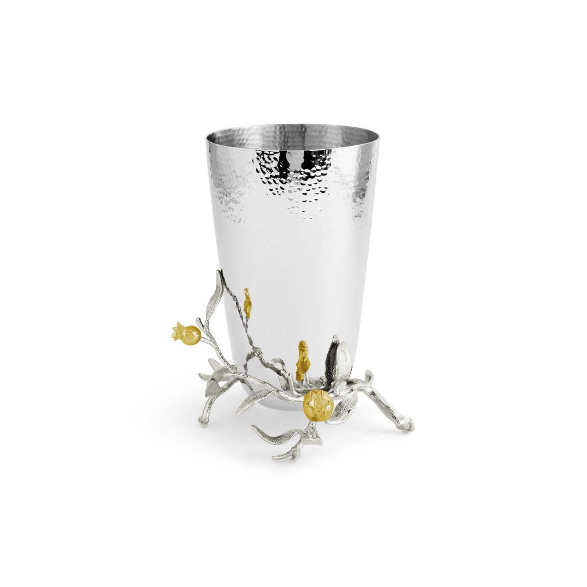 Elegant Pomegranate Silver & Gold Vase - Handcrafted Home Decor for Wedding Centerpieces, Dining Table & Luxury Gift Giving