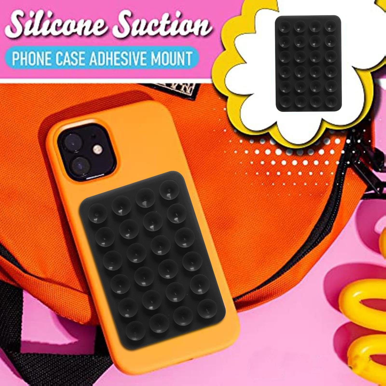 1/2 Pieces Silicone Adhesive Phone Holder - Double Sided Suction Cup Phone Case 3x2 Inch - Hands Free Phone Mount for Dressing Table Mirror, Bathroom, Kitchen & Car Dashboard - Universal Phone Stand for iPhone, Samsung & Smartphones