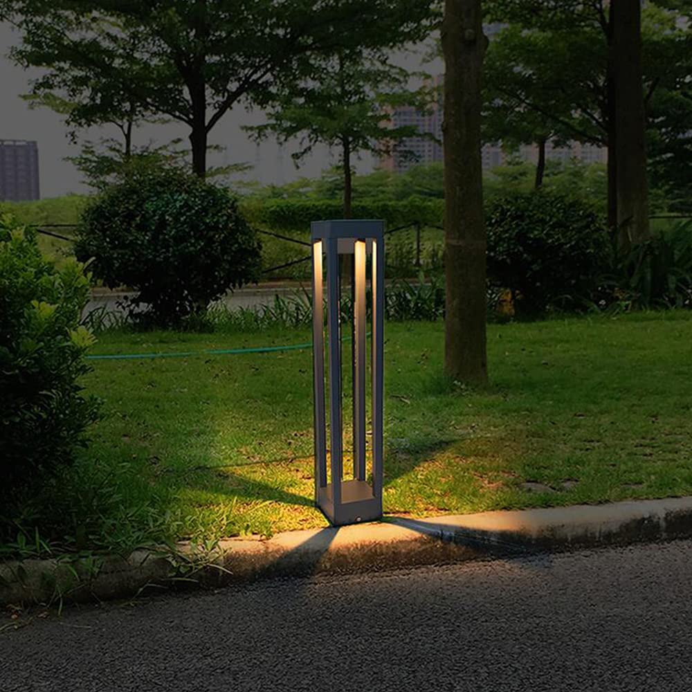 Traditional LED Outdoor Post Lantern - Matte Black Waterproof Square Pillar Light for Door, Balcony, Lawn & Landscape Lighting | Weather-Resistant Column Lamp for Patio, Garden, Pathway & Entryway