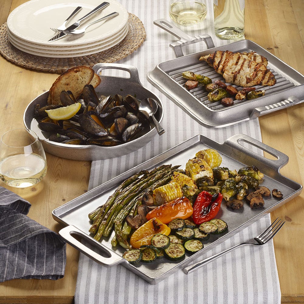 Premium Square Cast Iron Grill Griddle with Handles - Heavy Duty BBQ, Stovetop & Camping Cooking Pan for Steak, Pancakes & Outdoor Grilling