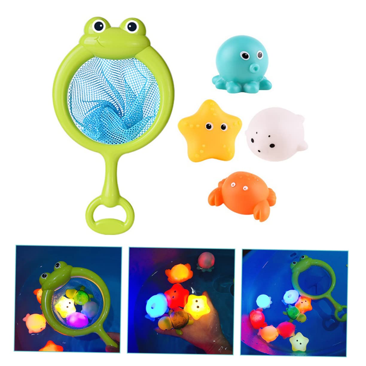 FAVOMOTO 5 Sets Net Fishing Bath Toys for Kids - Water Play Pool & Bathtub Fun - Durable Plastic Swim Toys for Toddlers, Outdoor & Indoor Water Games, Beach Party Supplies