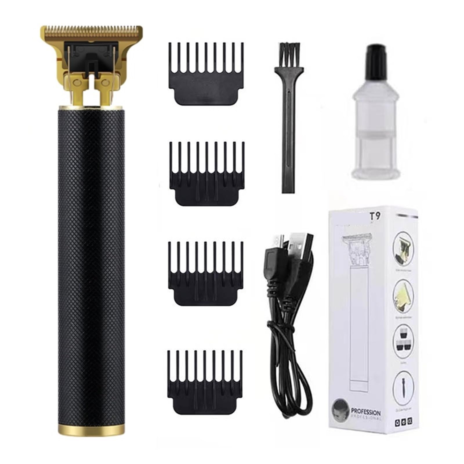 T9 Professional Electric Hair Clipper - Metal Black Wholesale Razor for Men's Grooming | Perfect for Home Haircuts, Barbershops & Styling Beards