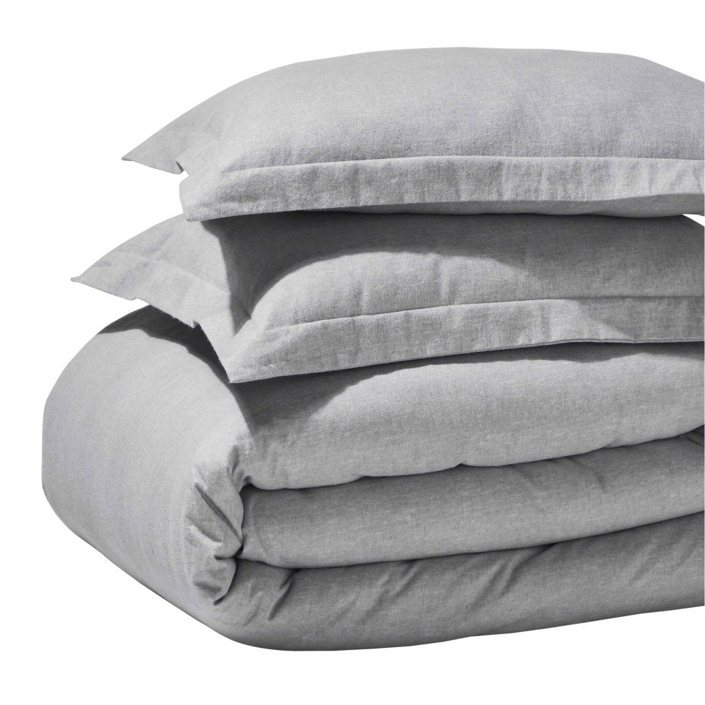 Soft & Cozy Melange Flannel Cotton Two-Tone Brushed Duvet Cover Set - King Size Bedding for Winter Warmth & Comfort