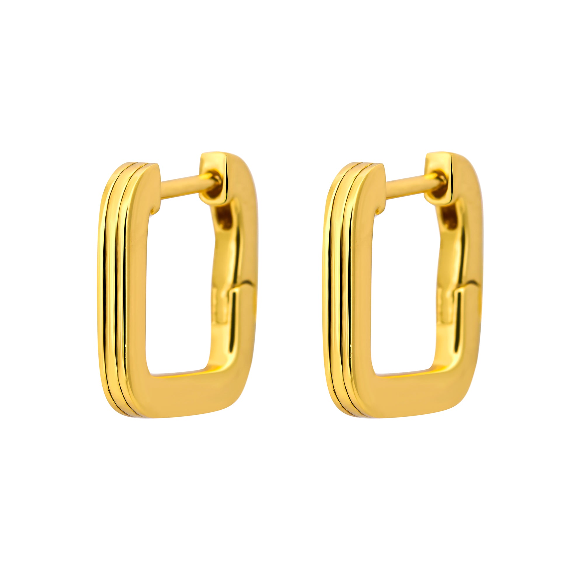 Deco Rounded Huggies Gold Earrings - 14K Gold Plated Hoop Earrings for Women, Minimalist Dainty Huggie Hoops, Perfect for Everyday Wear, Gift Giving & Special Occasions