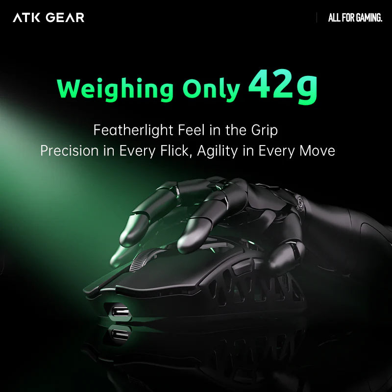ATK FIERCE X Magnesium Wireless Gaming Mouse - Lightweight Ergonomic Design for PC & Mac - Perfect for FPS, MOBA & Esports Gaming