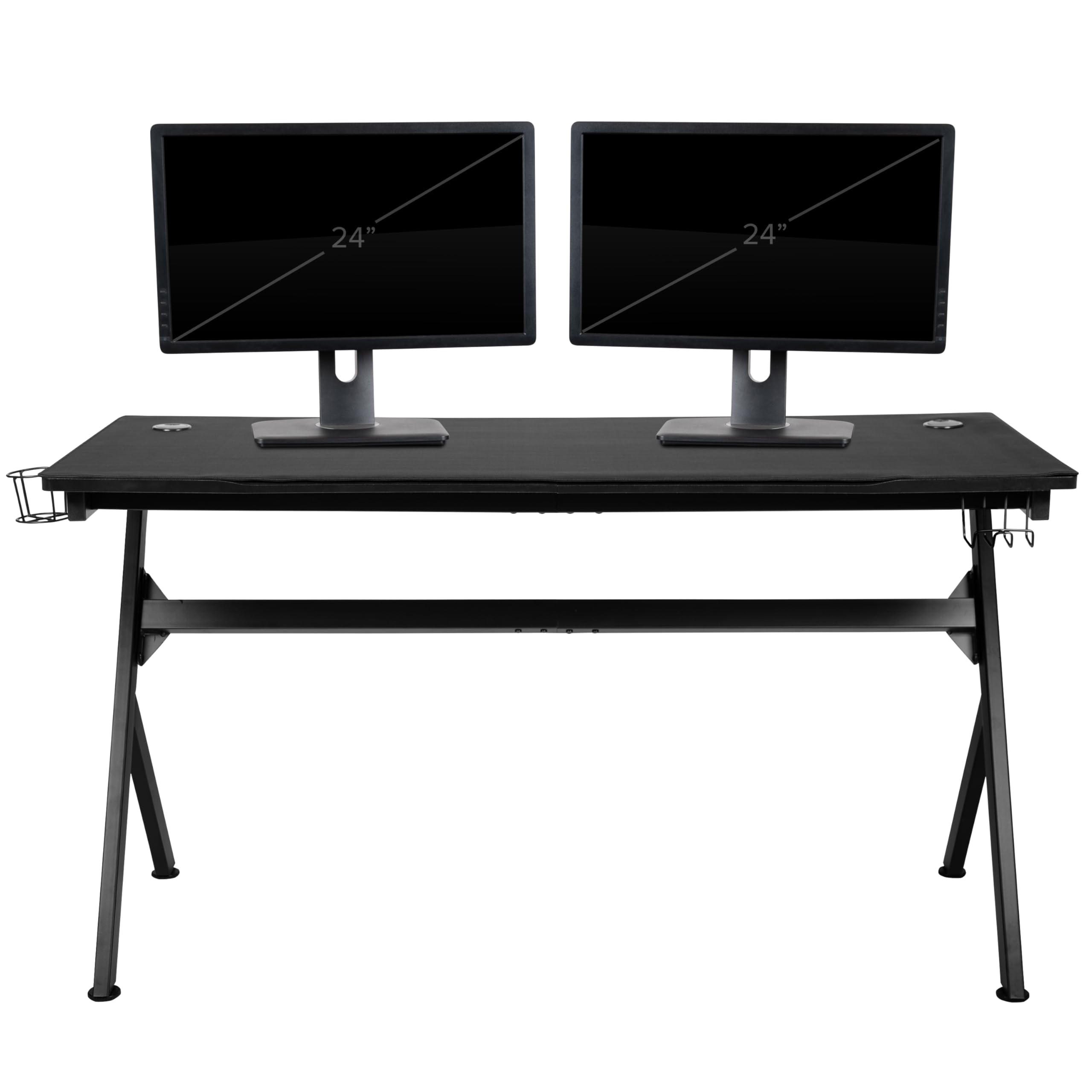 Flash Furniture Gaming Desk with Pink/Black Racing Chair Set - Includes Cup Holder, Headphone Hook & Removable Mouse Pad - 2 Cable Management Holes - Perfect for Esports, Streaming & Home Office Setup