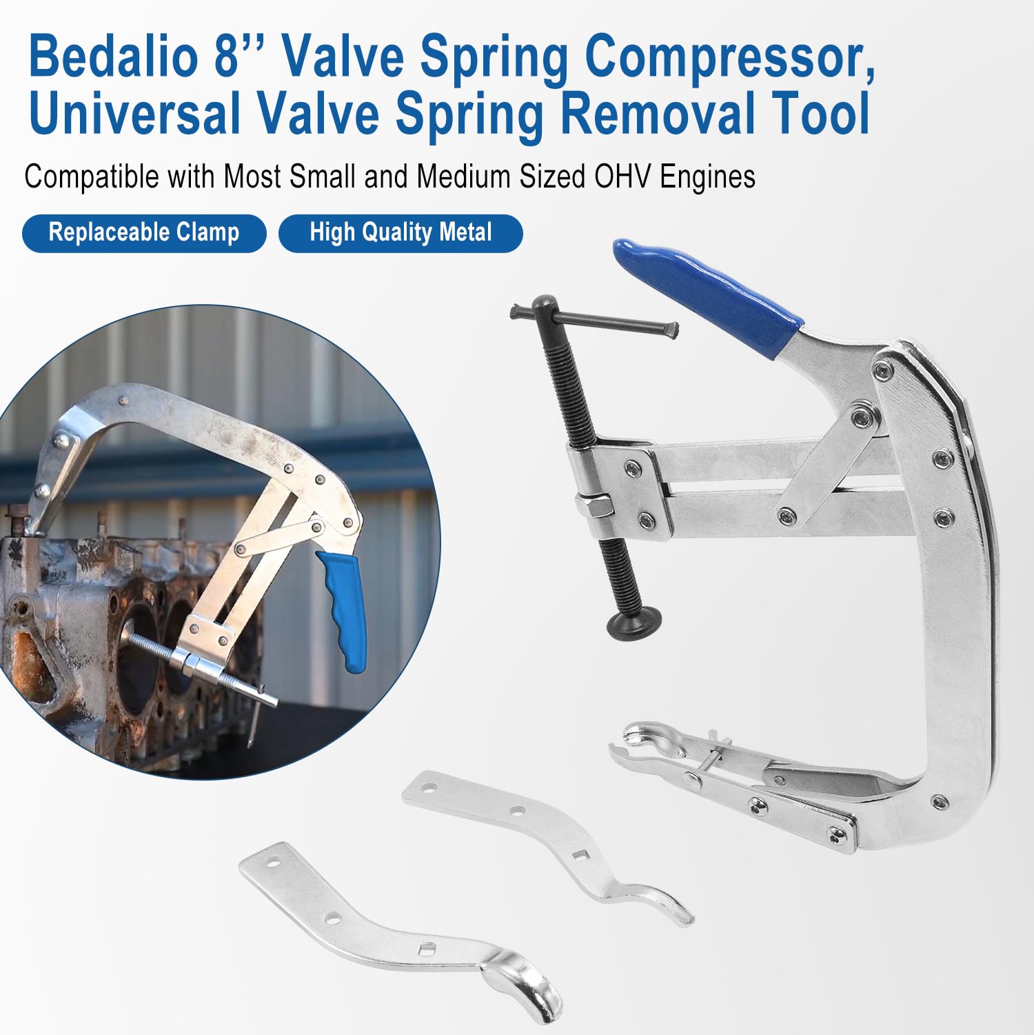 8 in Valve Spring Compressor Tool - Universal OHV Engine Valve Spring Remover for Small & Medium Engines - Perfect for Motorcycle, ATV, Lawn Mower & Small Engine Repair