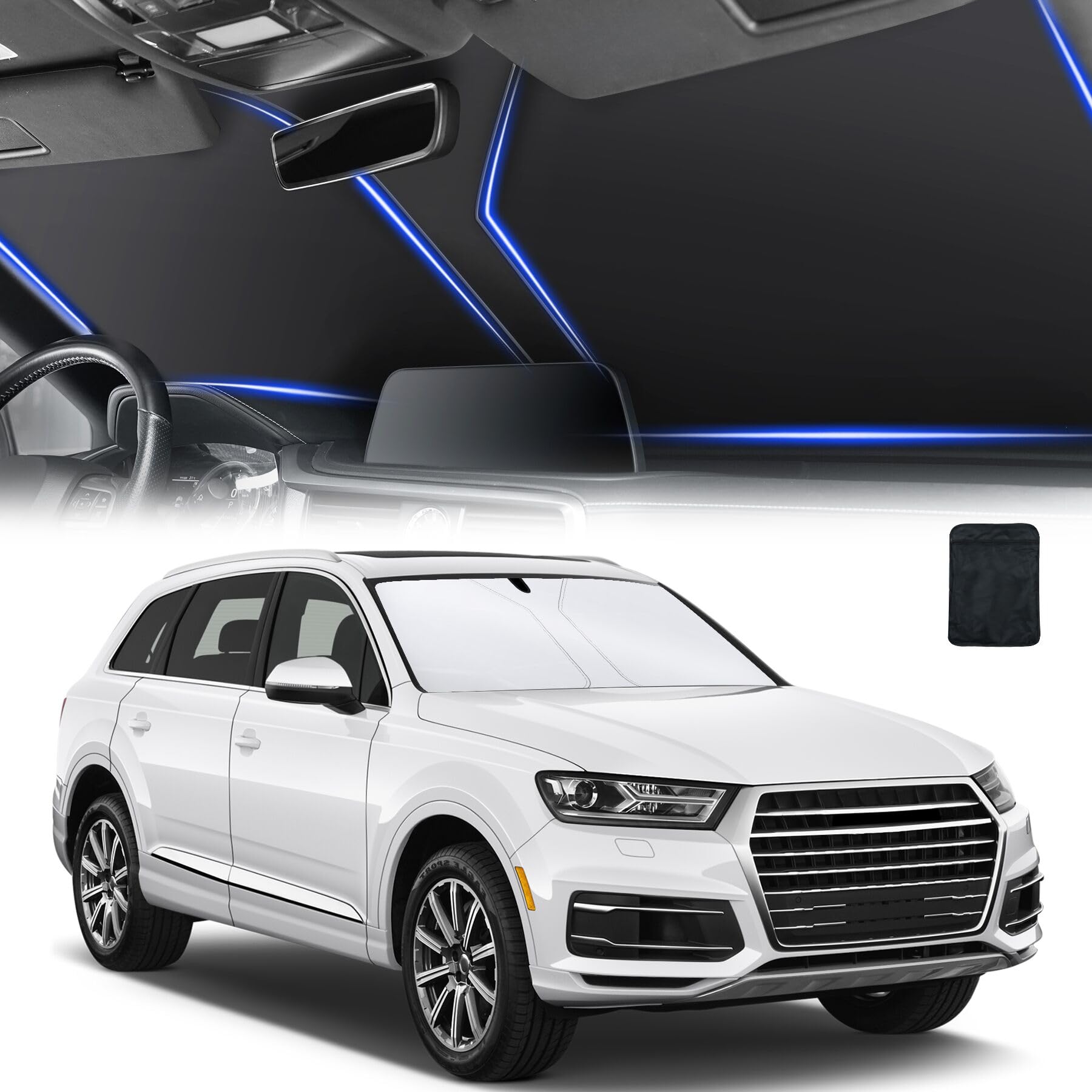 SINGARO Universal Foldable Reflective Car Windshield Sun Shade - UV Protection for All Vehicles with Overlapping Design | Perfect for Parking, Road Trips & Hot Summer Days