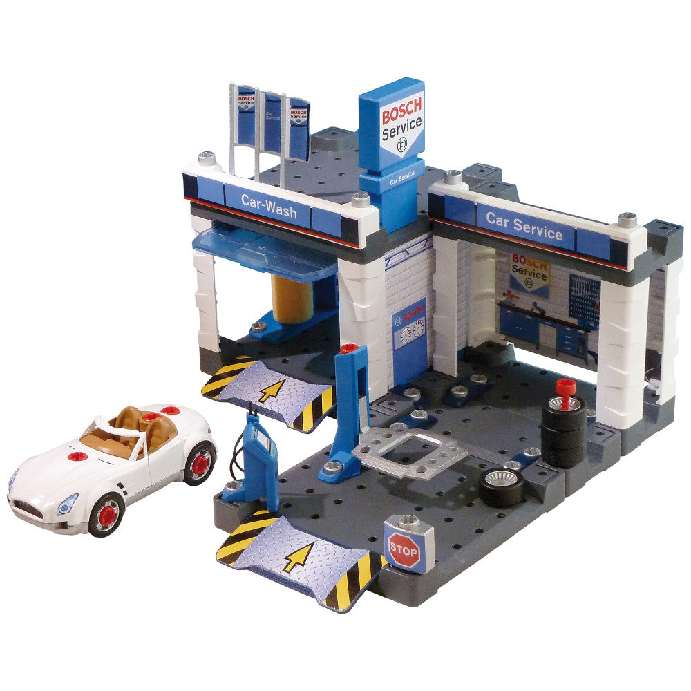 Bosch Service Station Playset - Interactive Car Repair Toy Set with Car Wash for Kids | Pretend Play, Role Play, and STEM Learning for Children Ages 3+ | Perfect for Birthday Gifts and Indoor Playtime