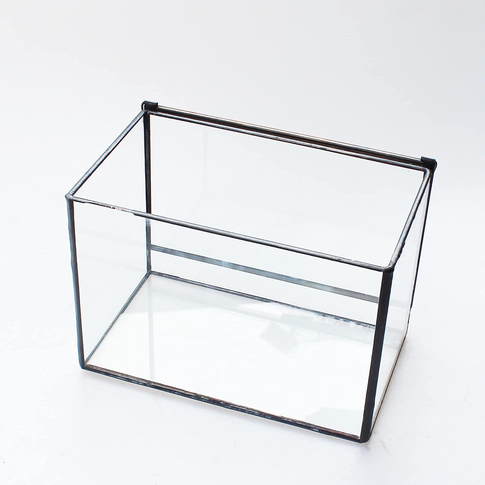 Black Glass Geometric Terrarium with Lid - 6.7