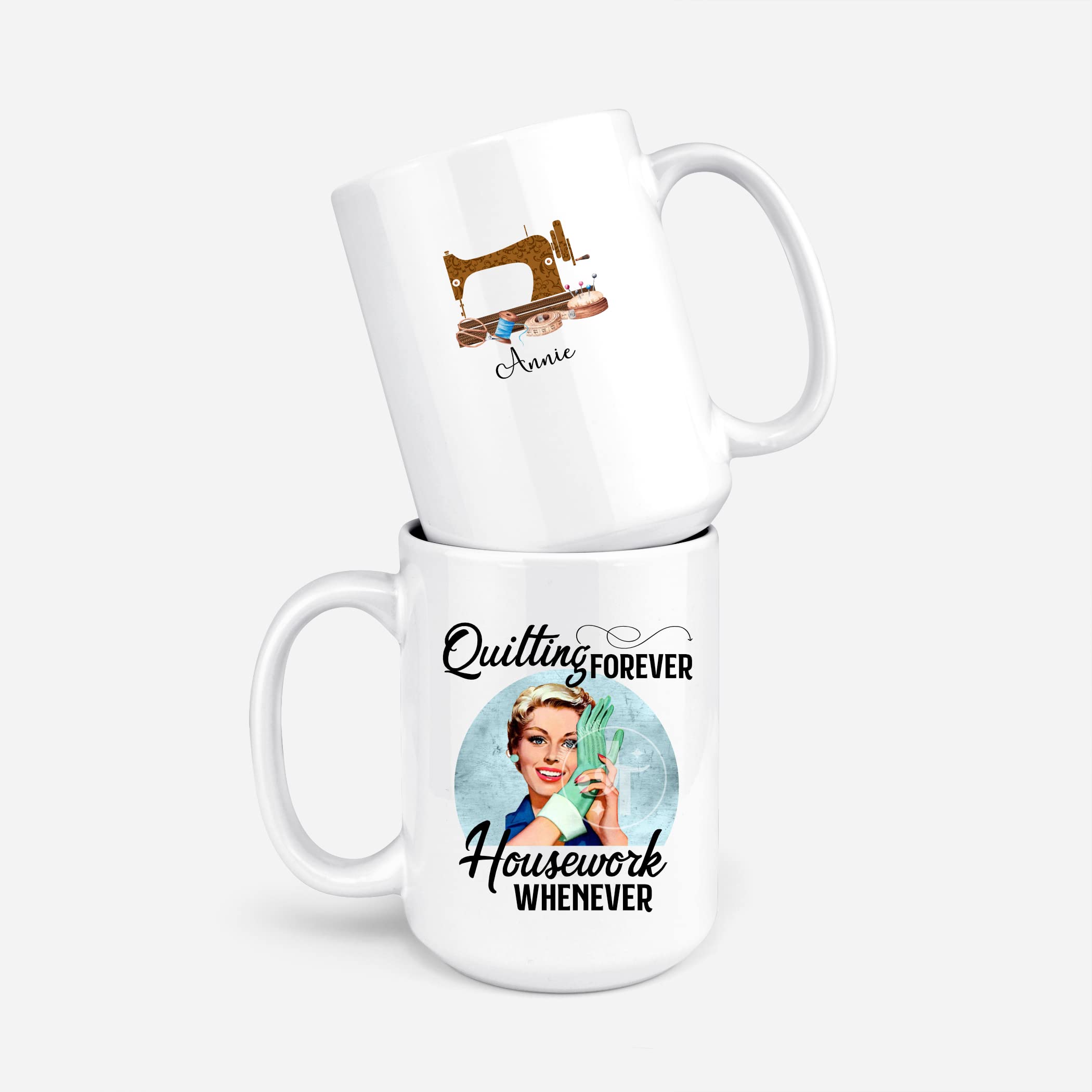 Funny Personalized Quilting Mugs & Tumblers - 'Quilting Forever, Housework Whenever' Design - Perfect for Quilters, Crafters & Coffee Lovers - Great Gift for Holidays, Birthdays & Craft Room Decor