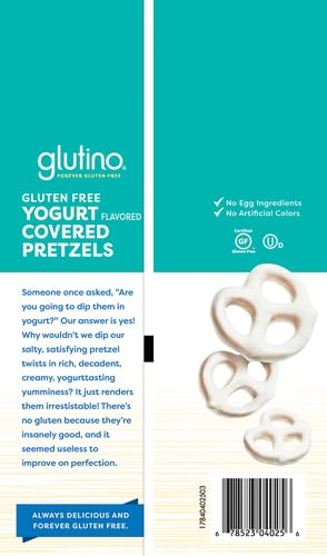 Glutino Gluten Free Yogurt Covered Pretzels Snacks - 5.5 oz Pack - Dairy Free, Vegan Friendly - Perfect for School Lunches, Movie Nights & Healthy Snacking