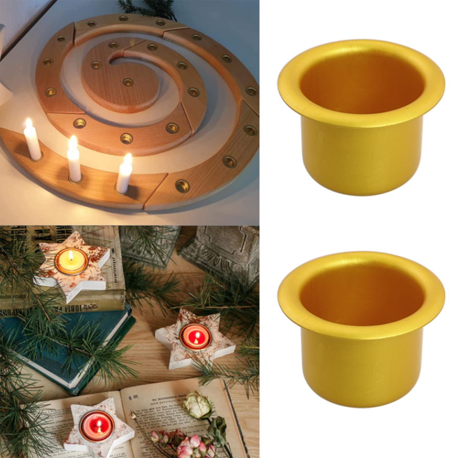 ZYAMY 10-Pack Gold Aluminum Candle Holders - 27mm Diameter, 18mm Height Candle Drip Protectors & Decorative Containers for Wedding, Party, Home Decor & Religious Ceremonies