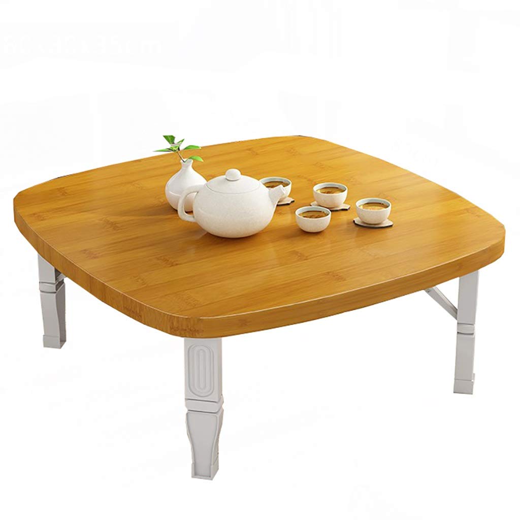Foldable Square Dining Table - Japanese Low Tea Table, Study Desk for Small Spaces, Tatami Bedroom & Bay Window - 80x80×35cm, 7 Color Options (Ideal for Tea Ceremonies, Home Office & Compact Living)