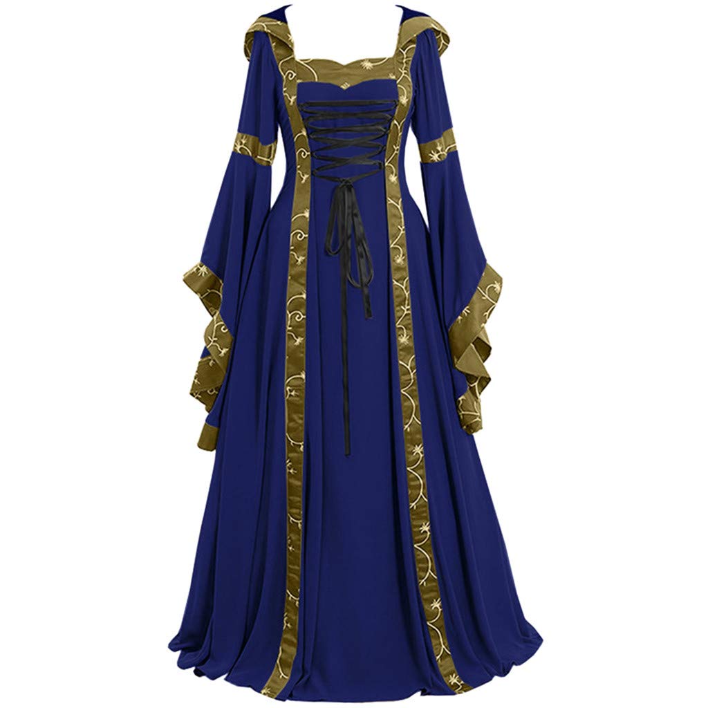 Vintage Medieval Long Sleeve Floor-Length Tan Dress for Women - Perfect for Cosplay, Renaissance Fairs & Spring Events