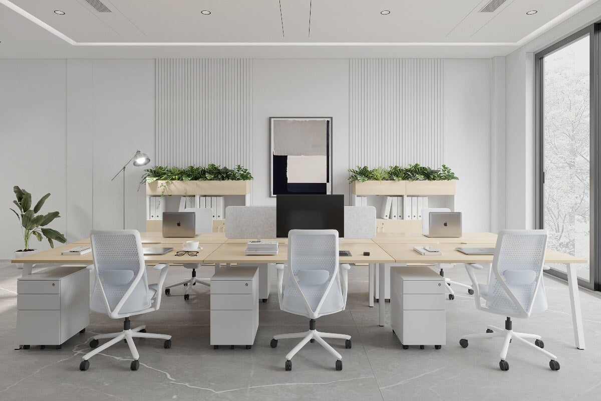 Quadro 6-Person Office Workstation Desk - 1800L x 800W with Cable Management Scallop | Modern Office Furniture for Team Collaboration & Workspace Organization