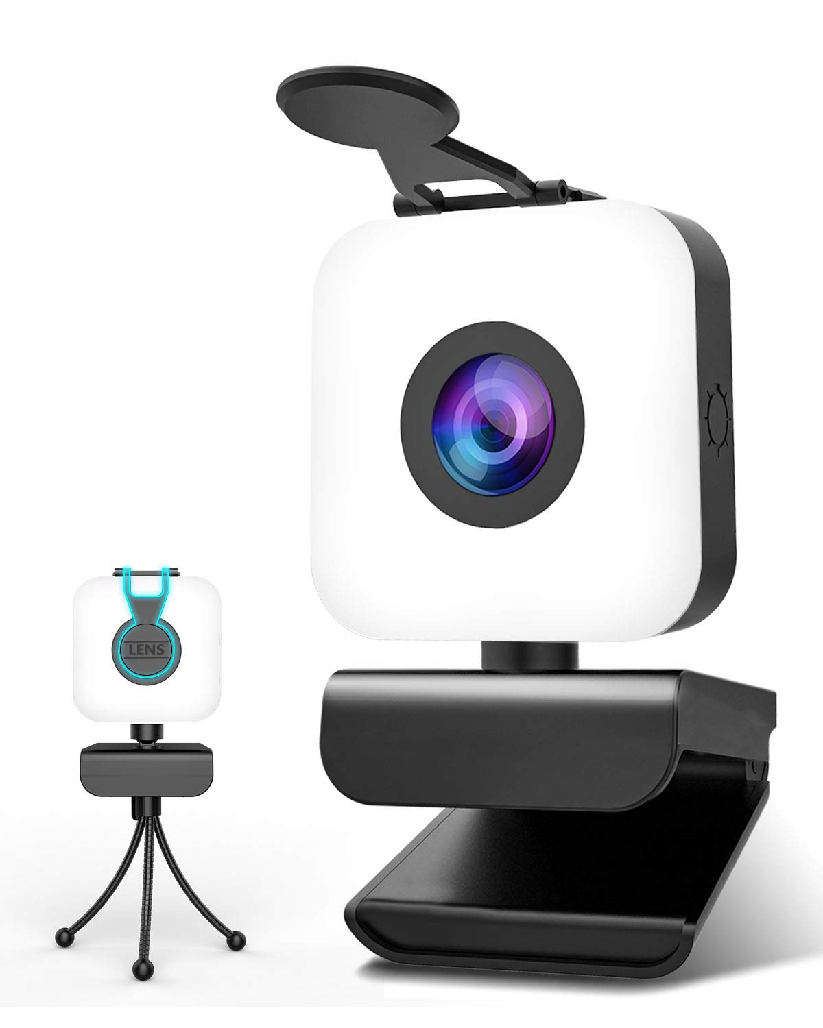 HD 1080P Streaming Webcam with Built-in Microphone & Ring Light - Computer Web Camera with Privacy Cover & Tripod for Laptop, PC, Mac - Perfect for Zoom Meetings, YouTube Streaming, Skype Calls, Xbox One & PS4 Gaming