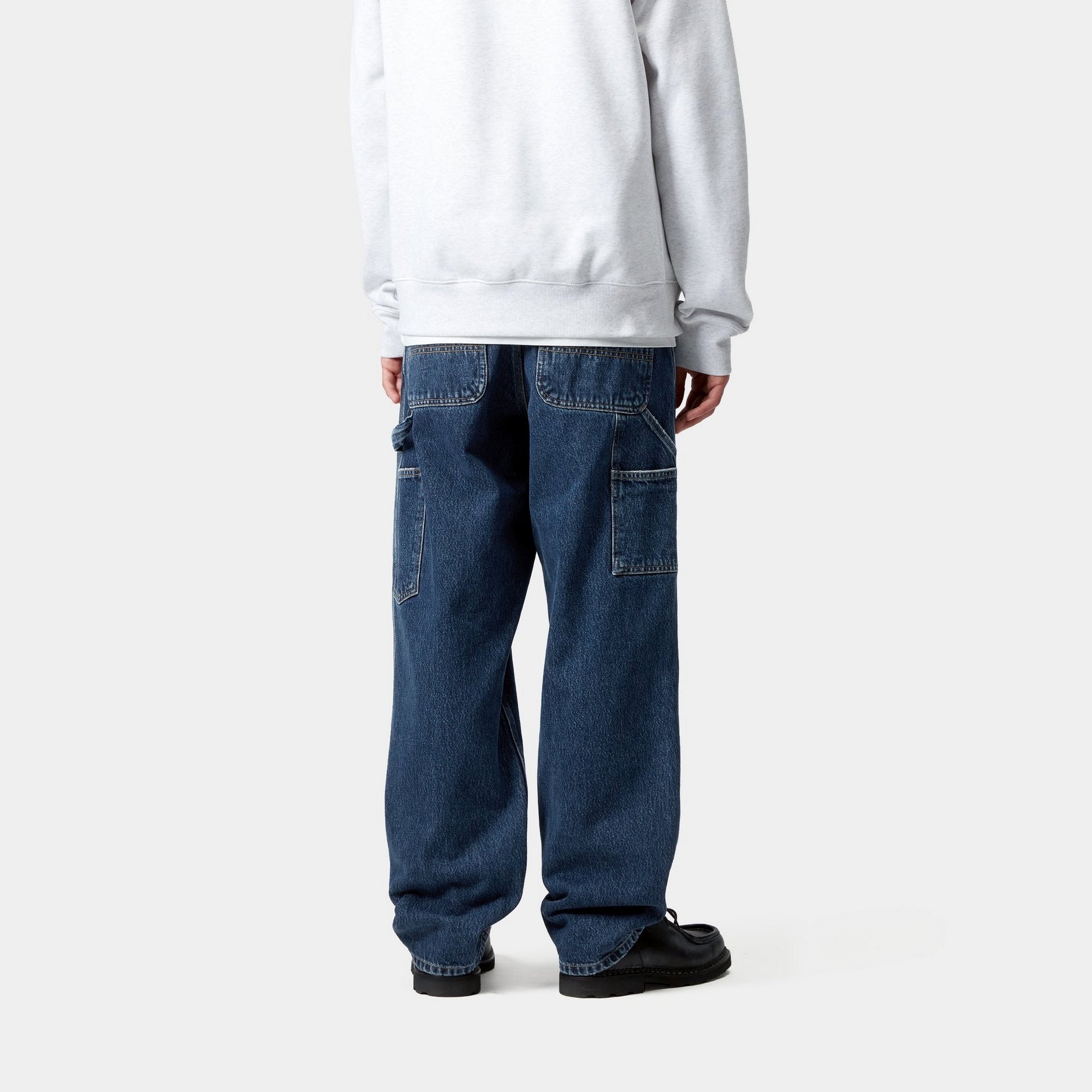 Single Knee Denim Pants for Men - Stone Washed Blue Jeans | Durable & Comfortable for Casual Wear, Work, and Outdoor Activities
