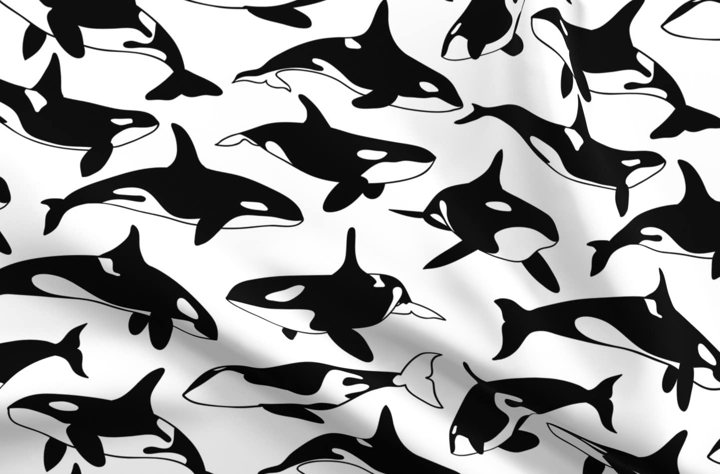 Premium Black & White Whale Nursery Print Upholstery Velvet Fabric - Fat Quarter for Home Decor, DIY Projects & Apparel Making - Perfect for Baby Rooms, Throw Pillows & Fashion Accessories
